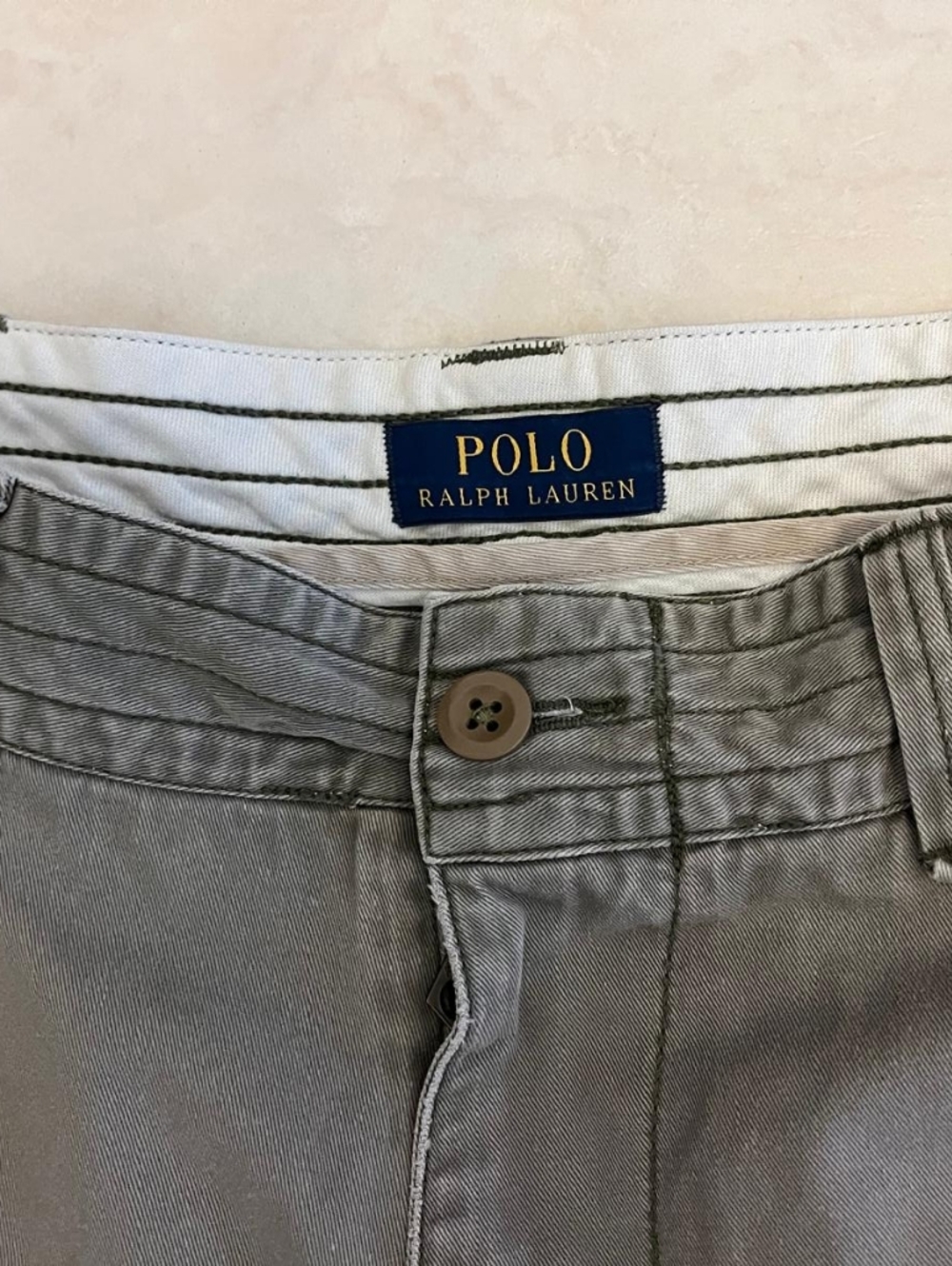 Polo Ralph Lauren Khaki Shorts, Used, Missing Button On The Back Left Pocket.